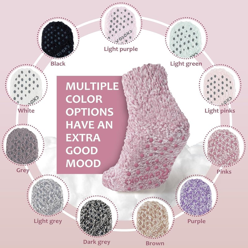 Revosoxs Fuzzy Grip Socks for Women Men,Thick Warm Slipper Cozy Fluffy Non Slip Ankle Hospital socks With Grips. - Image 3